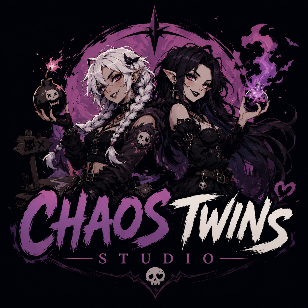 Chaos Twins Studio gothic sisters logo