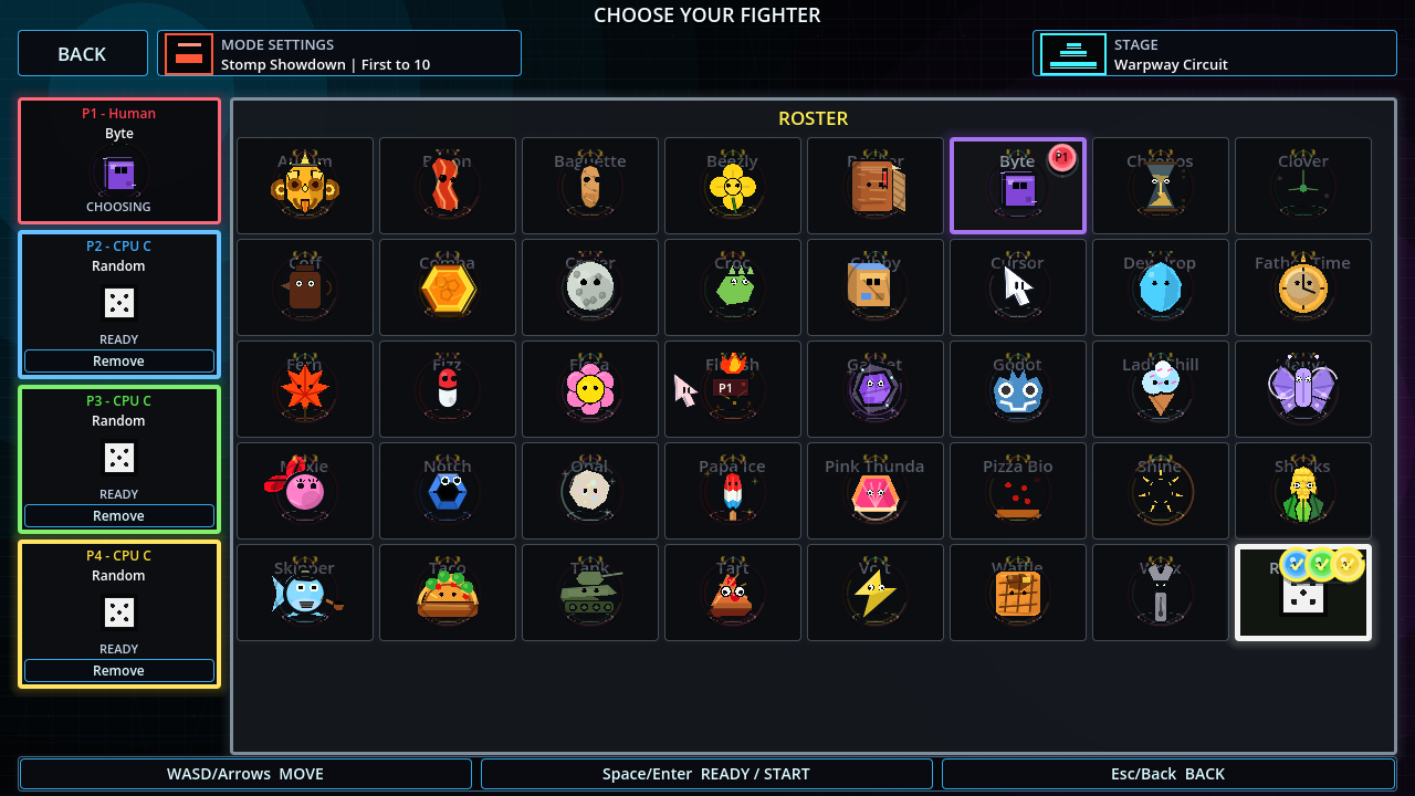 Clash Protocol character select roster screen