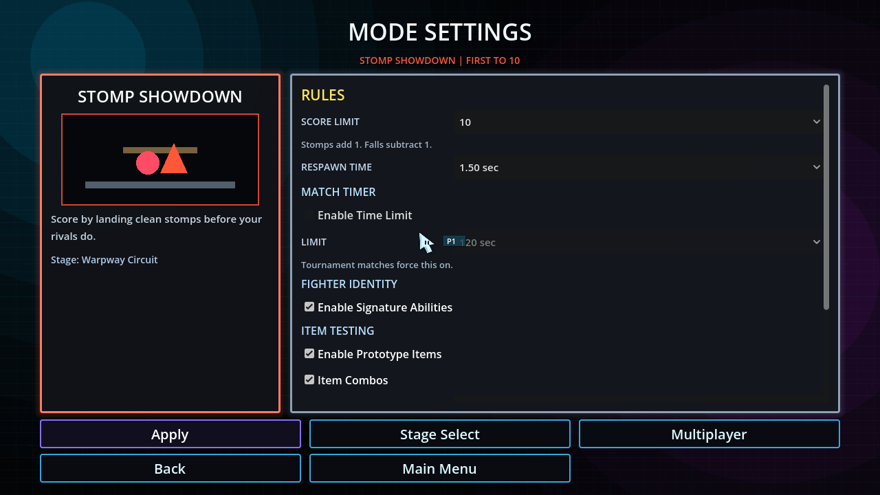 Clash Protocol match setup screen
